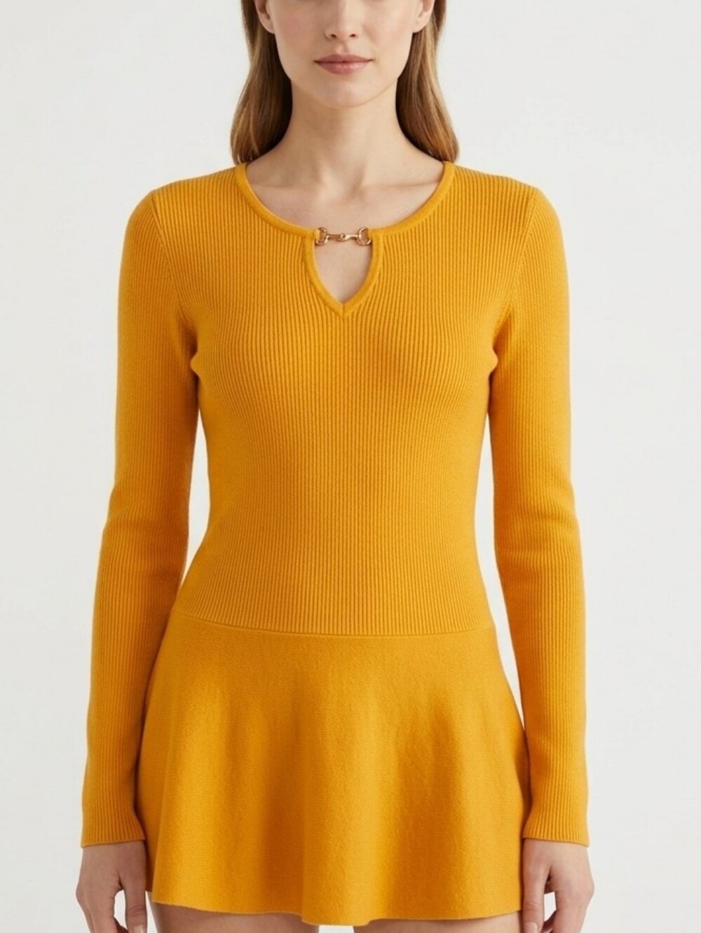 🔥Thalia Sodi Peplum Horsebit Mustard Yellow Sweater.